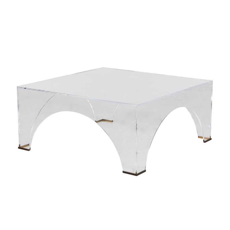 Clear Acrylic Coffee Table with Brushed Brass Accents