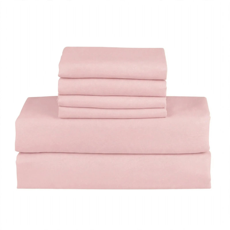 Ensemble de literie rafraîchissant respirant Hotel Luxurious, Ensemble de draps pour grand lit + 4 taies d'oreil, Rose clair