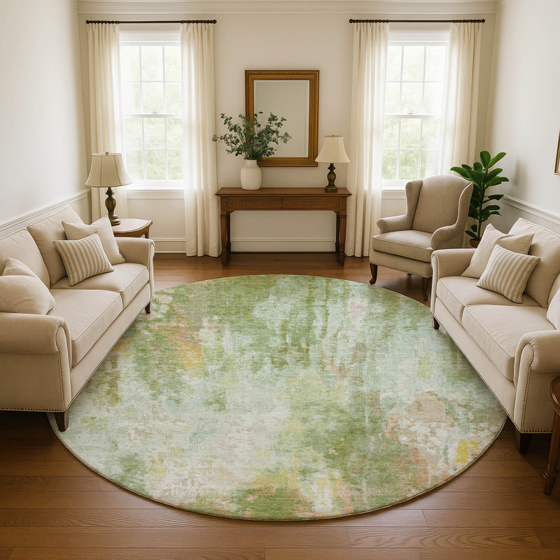 Premium Machine Washable Marasco AMF1640 Abstract Rug, Round 8'