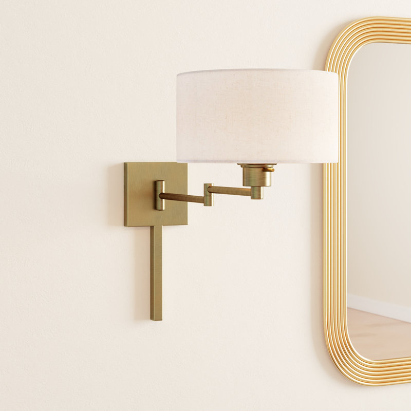 Kevyn 1 - Light Dimmable Swing Arm, Oatmeal, Antique Brass