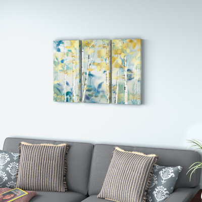 "« Gilded Forest I », Ensemble de 3 reproductions d'images sur toile tendue"