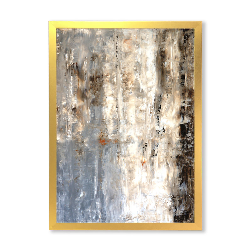 Art moderne gris et bleu II 2FDP47733, Encadrement doré, H 32 po x l 16 po x P 1 po