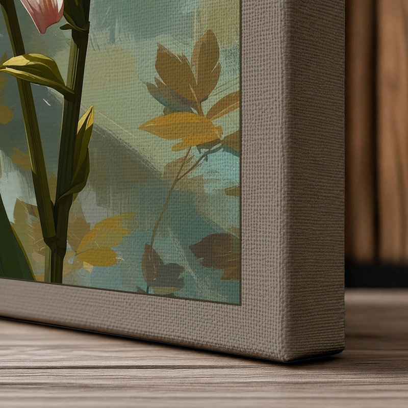Lily in Bloom Botanical - Wrapped Canvas, 24x16 - 61.0 x 40.6 cm, Taupe Border