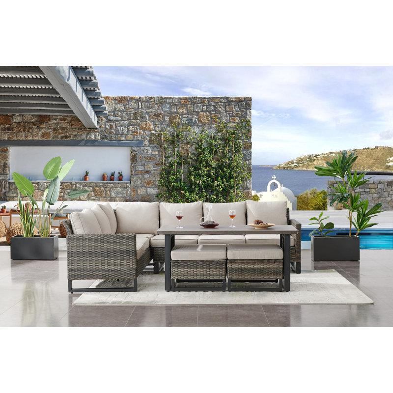 Soyab 5 - Person Modular Patio Conversation Set with Cushions, Beige