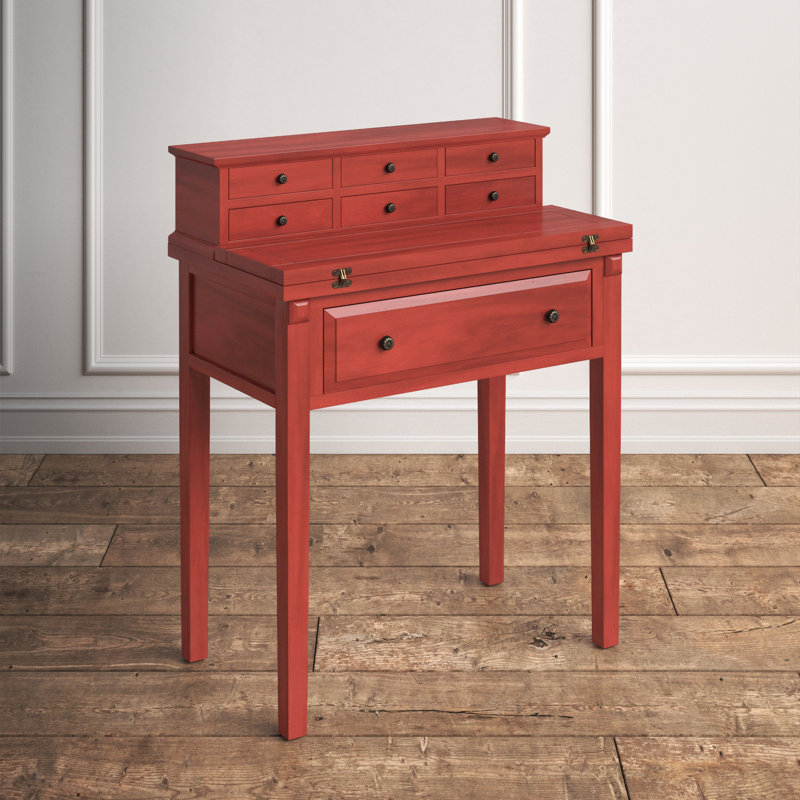 Allizae Solid Wood Writing Desk, Egyptian Red