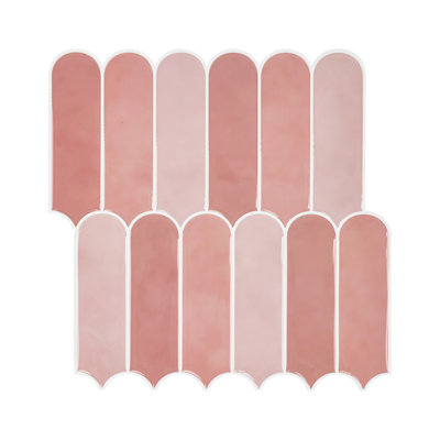 Pink Peel And Stick Backsplash Tile, Self Adhesive Feather Backsplash 3d Stick On Wall Tiles Sticker (pack Of 10)