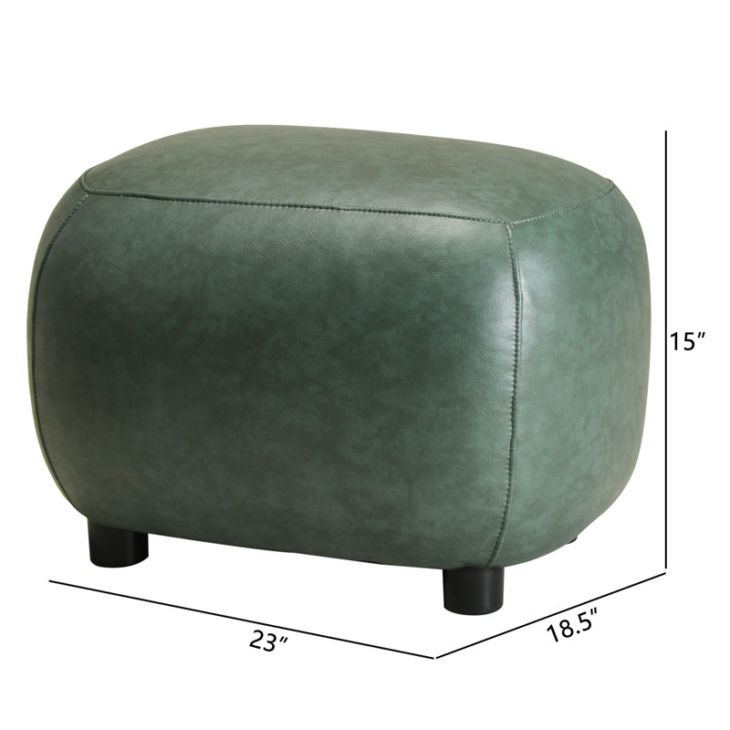 Faux Leather Upholstered Swivel Armchair With Ottoman, Green