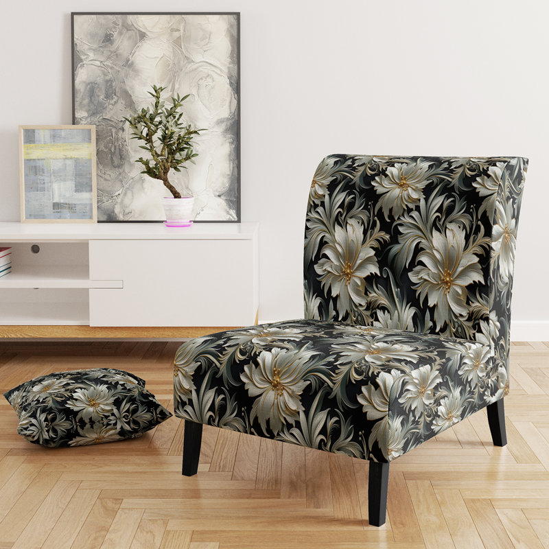 Fauteuil de chambre rembourré exotique gris et noir Exotic