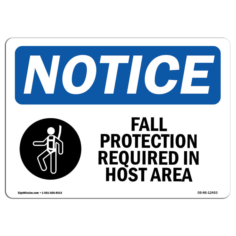 Fall Protection Required in Hoist Area Sign
