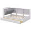 Lit plateforme simple en bois avec tête de lit, tablettes et 2 tiroirs-575165669