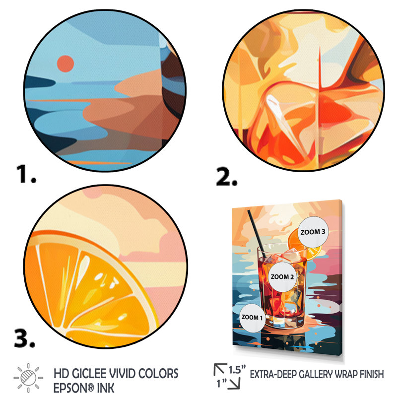 Warrin Drink Minimalistic Cocktail Colorful III sur toile, H 20 po x l 12 po x P 1 po, Cadre flottant brun