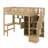 Twin Size Loft Bed With Built-In Desk, LED, Storage Shelves, Cabinets And Staircase-121234372