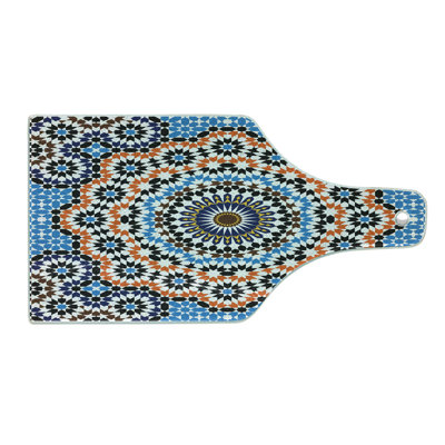 Ambesonne Vintage Tempered Glass Cutting Board Moroccan Ceramic Tile Multicolor