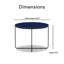 Table basse ronde Adore Decor Thomas, 44,5 cm de hauteur x 62 cm de largeur, dessus laqué bleu et piètement géométrique en métal noir, style industriel moderne.