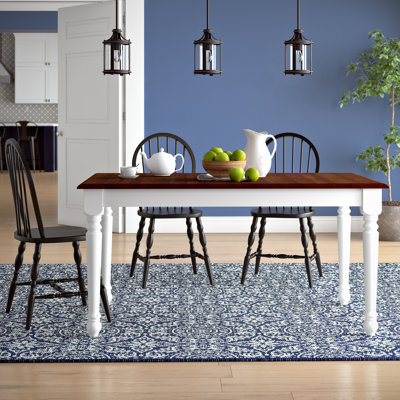 Fleurance Rubberwood Rectangular Solid Wood Top with Solid Wood Base Dining Table