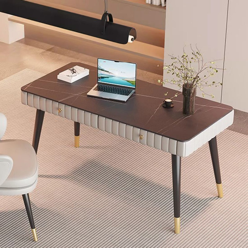 Bureau moderne moderne, H 29,53 po x l 55,12 po x P 23,62 po, Black; Gold; Gray