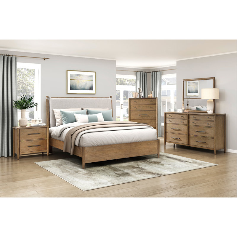 Lit plateforme moderne avec coussin de revêtement amovible et mobilier de chambre à coucher durable 1pc