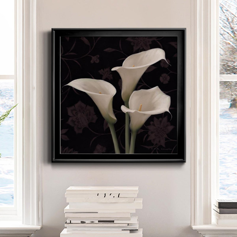 Calla Elegante - Peinture sur toile encadrée, Noir, H 26,5 po x l 26,5 po x P 1,5 po