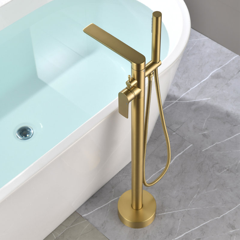 Floor Tub Spout with Diverter, Brushed Gold