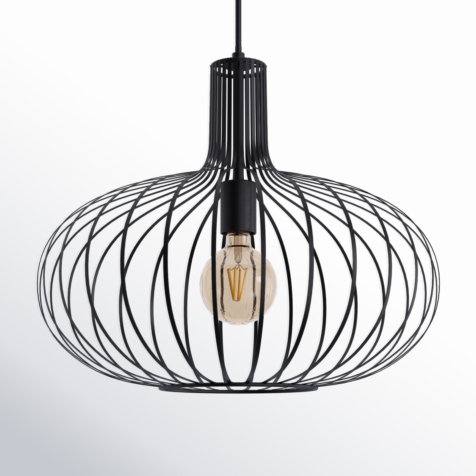 Kern Single Light Metal Dimmable Pendant, Black, 16.5" H x 19.75" W x 19.75" D