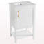 Meuble-lavabo de 20 po avec lavabo, armoire de salle de bain avec porte à fermeture douce, support de rangement et tablette ouverte, blanc-196933654