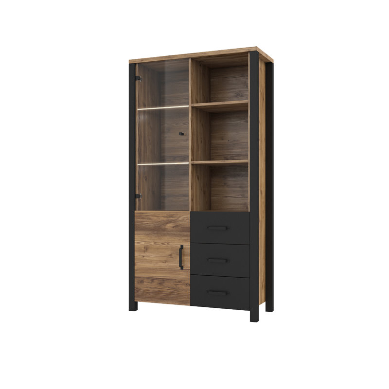 Monango Display Cabinet, Appenzeller Spurce/Black Mat