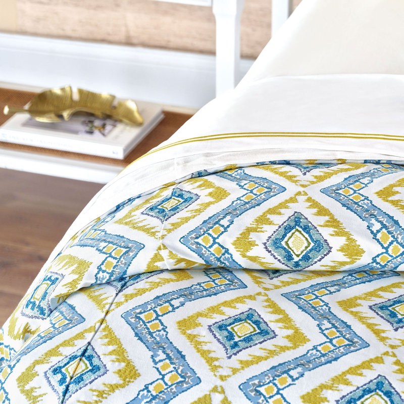 Villa Blanca By Barclay Butera Cotton Blend Baffle Box Stitch Geometric Comforter, Twin Comforter