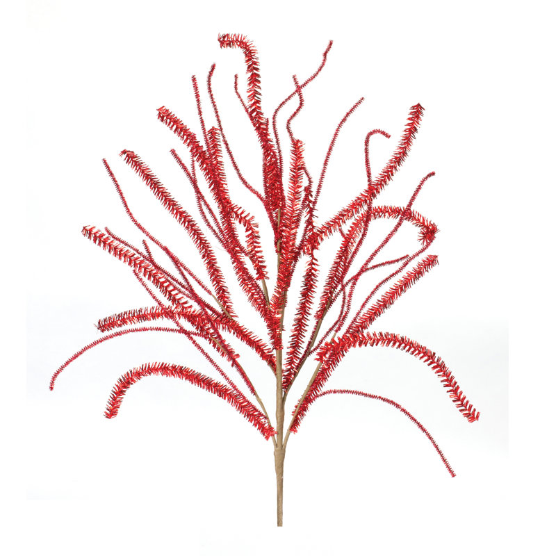 Pine Tinsel Floral Stems, Red