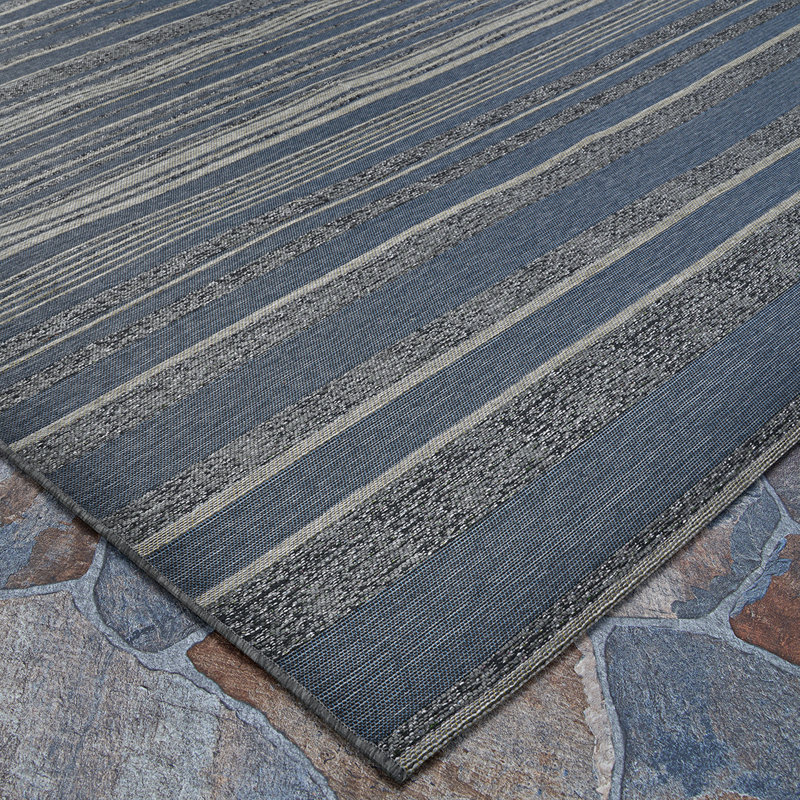  Tapis rayé bleu Dolce, Rectangle 2 pi 3 po x 3 pi 11 po