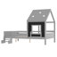 Lits multifonctionnels en bois massif avec bibliothèque et tableau noir, design gris moderne pour enfants