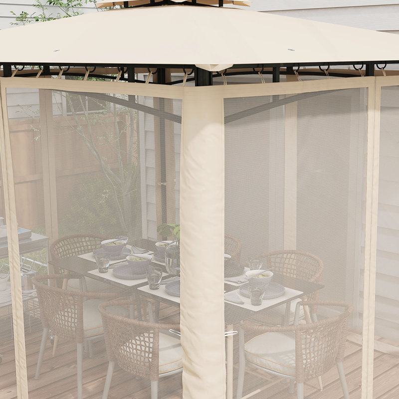 Pavillon de jardin avec filet 10 'x 12' Outsunny, Beige