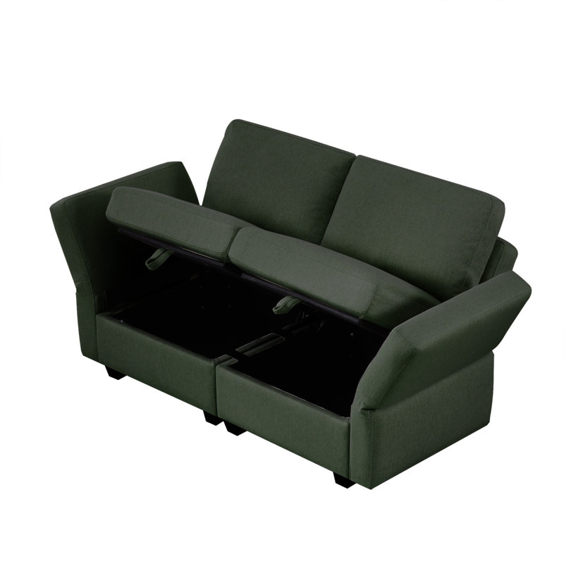 Sarab Upholstered 62'' Sofa, Green Polyester