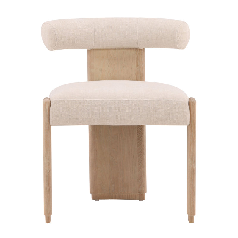Chaise rembourrée Gwyneth, Bois naturel, Beige