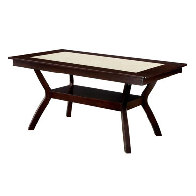 63.6" W Transitional Dining Table, Dark Cherry/Ivory