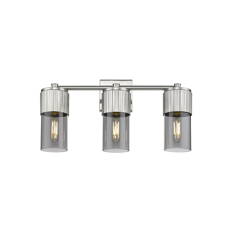 Éclairage pour meuble-lavabo mural 3 lumières Bolivar, Fumée, Nickel satiné