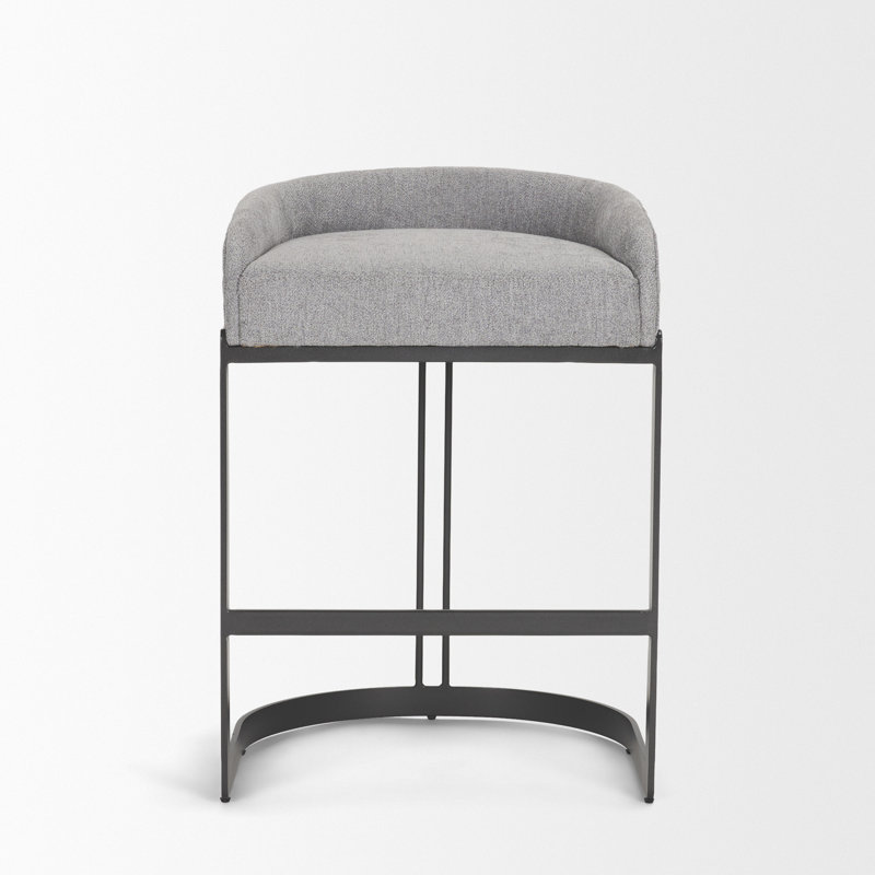 Bradley Upholstered Bar & Counter Stool, Black, Light Grey Performance, Counter Stool (24.75" Seat Height)