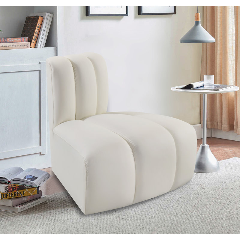 Chaise d'appoint en cuir Iturralde Vegan, Cuir crème végétalien