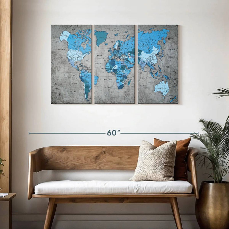 Carte du monde Keimar II, H 28 po x l 45 po