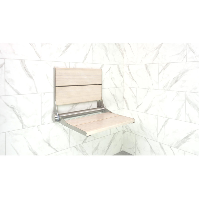 INVISIA SerenaSeat Pro Stainless, 26" Width, Light Stain, Polished Chrome Frame
