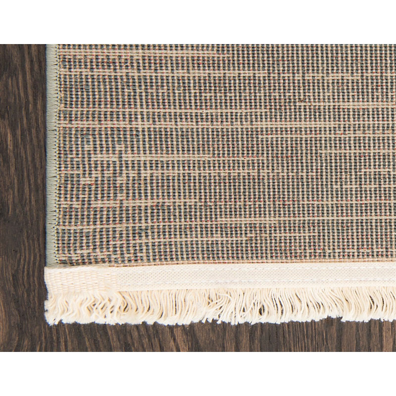 Tapis à motif géométrique bleu / rouge / beige, Rectangle 4 pi x 6 pi
