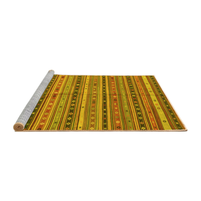 Tapis contemporains jaunes lavables à la machine 804, Rond 6 pi