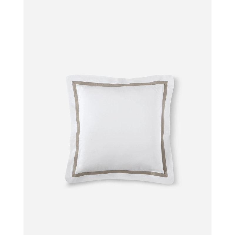 Frame Pillow Sham, White/Taupe