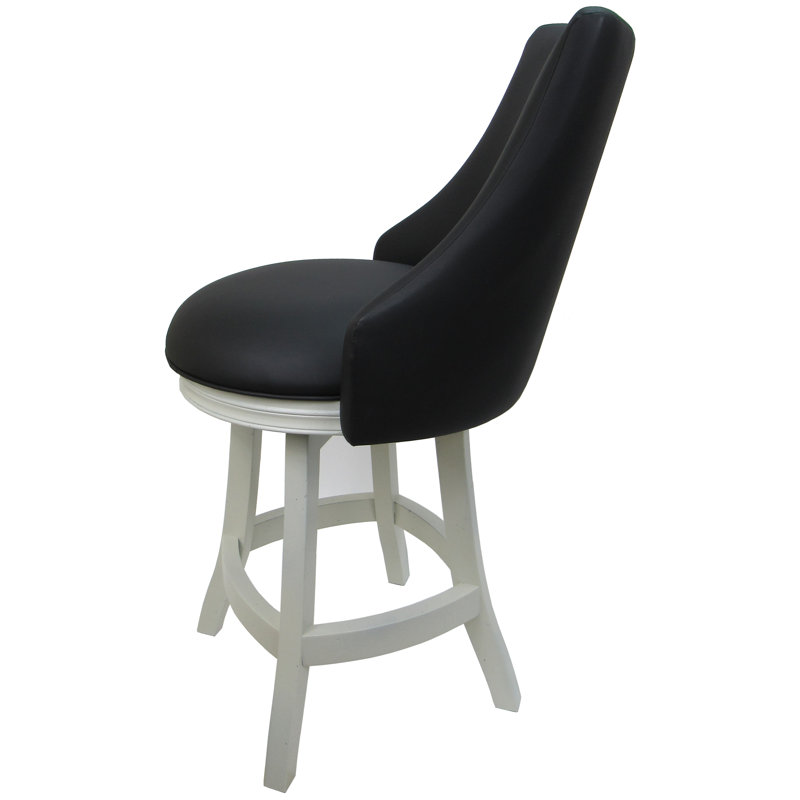 Vinyl, Bar Stool (30" Seat Height), White, Black-Vinyl