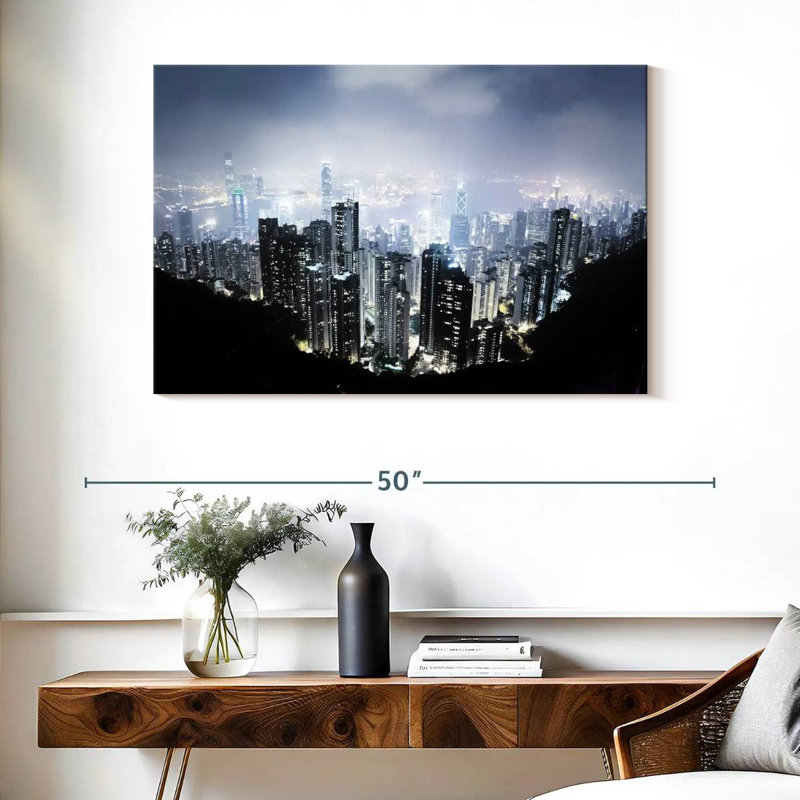 Ravi, Hongkong, vue de nuit, H 26 po x l 39 po