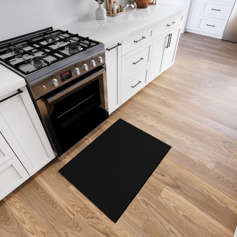 Ottohome Black Entryway Mat, Rectangle 2'3" x 3', Black