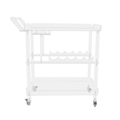 Acrylic Bar Cart, Clear Serving Cart With Glass Holder