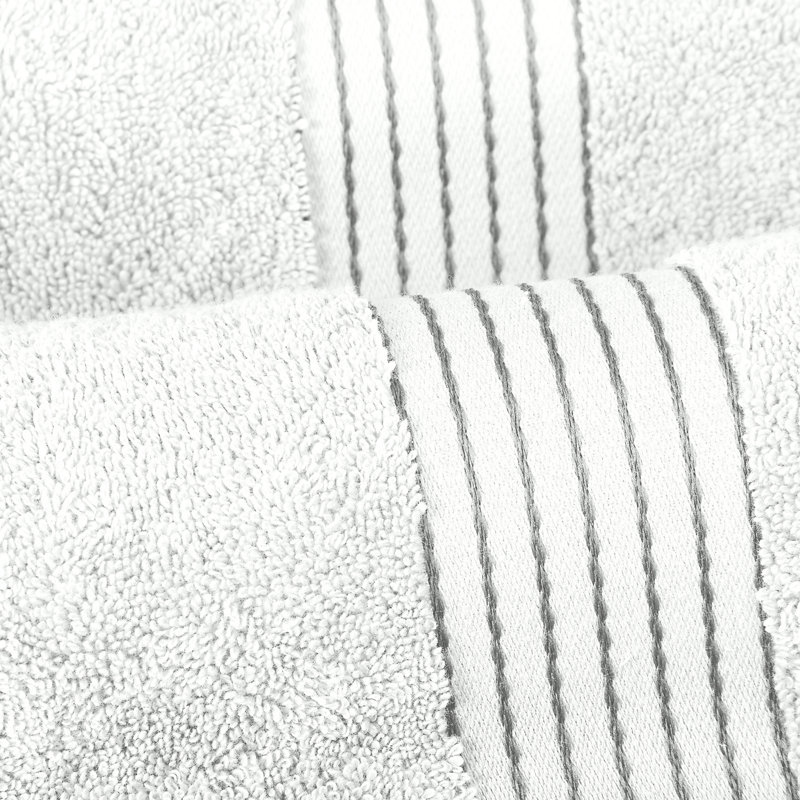 Elegant Comfort 100% Turkish Cotton 4-Piece Towel Set – Ultra Soft, Highly Absorbent, Quick Dry Bathroom Towels, White/Gray