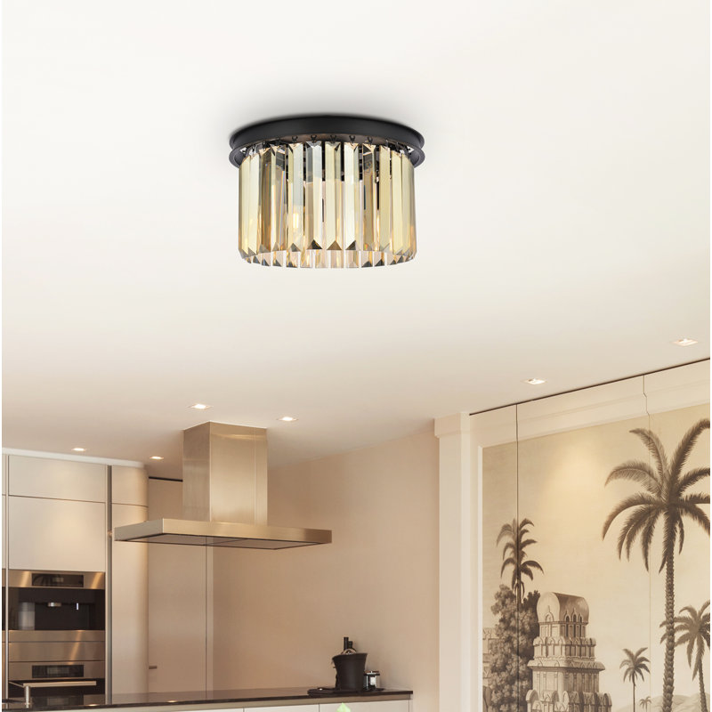 Yazmin Flush Mount, Matte Black, Smoky