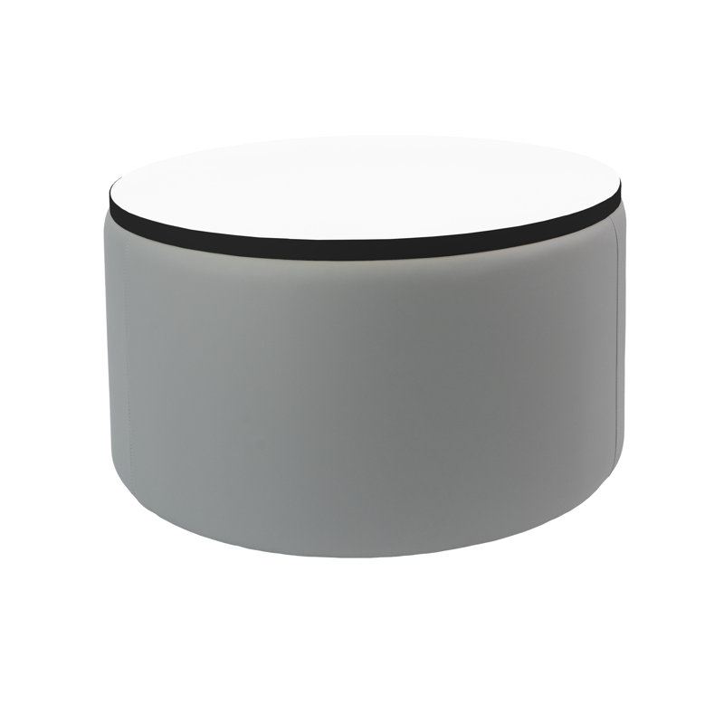 Pro Series Upholstered 30" Round Dry-Erase Ottoman Table 18" Height, Light Gray