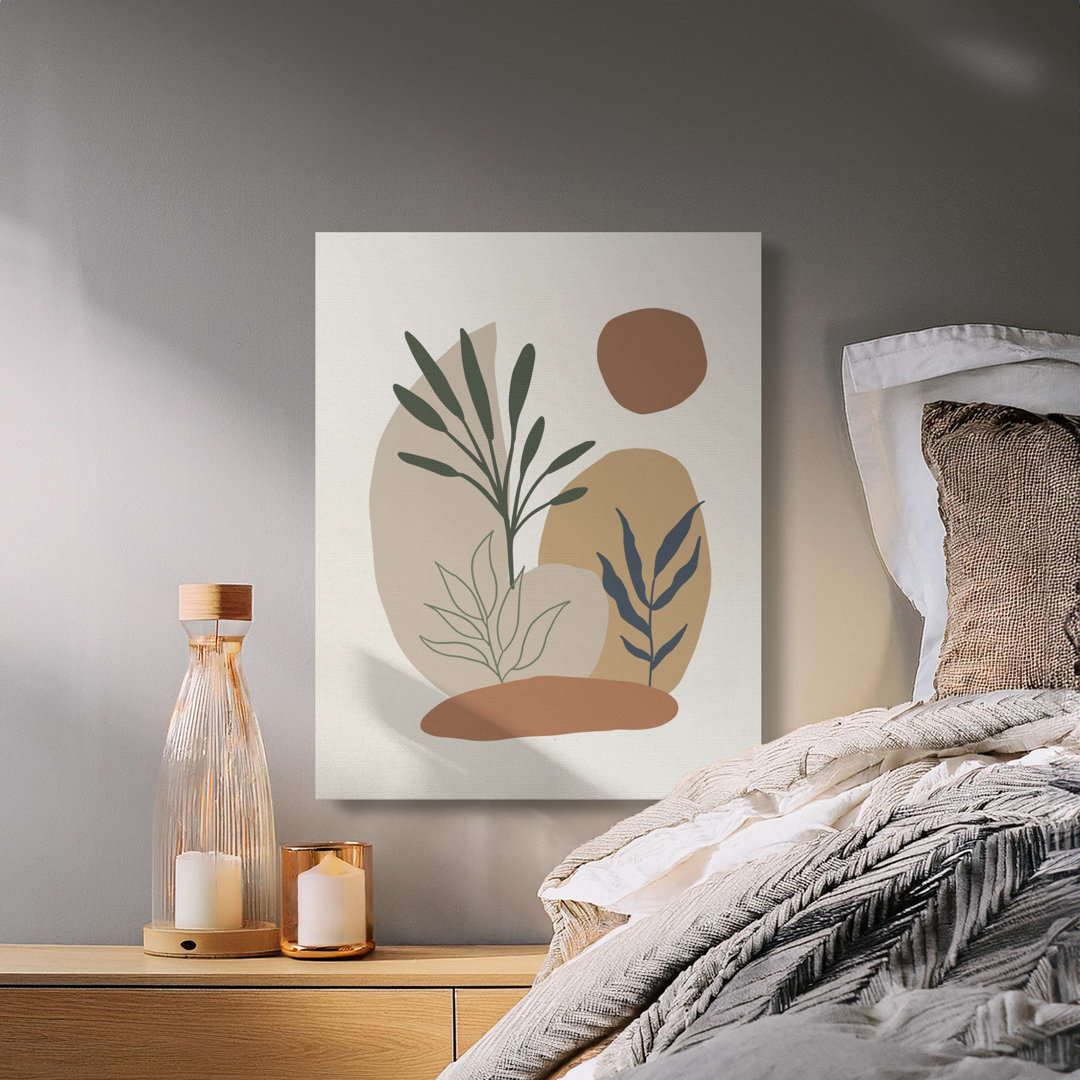 Abstract Botanical Canvas Wall Art, Minimalist Leaf Print, Gallery Wrapped Canvas, Modern Decor, Ready to Hang, Archival Quality Canvas